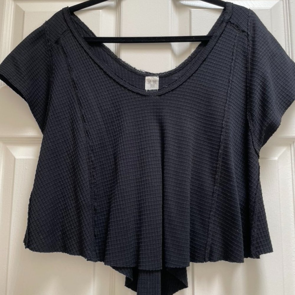 Free People Waffle Knit Scoop Shirt
